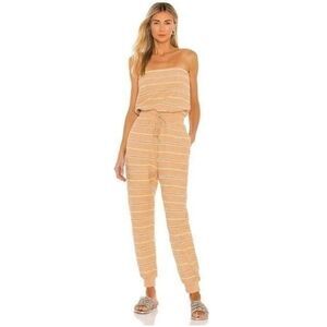 NWT L Space Revolve North Shore Jumpsuit Gold Stripe Strapless Large